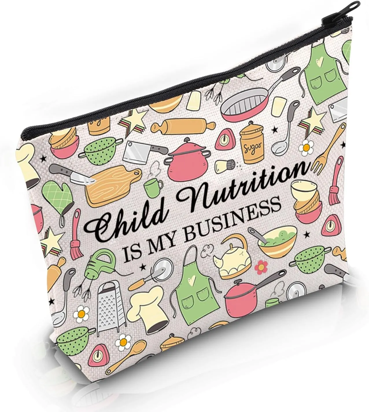 VAMSII Sch-ool Lunch Lady Appreciation Gift Child Nutrition Is My Business Makeup Bag Lunchroom Worker Cosmetic Bag Food Service Gift (Child Nutrition Is My Business M)