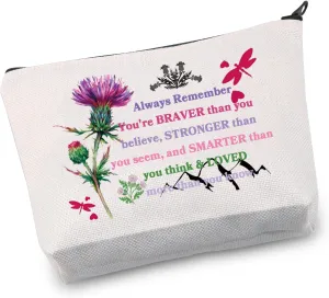 VAMSII Scottish Thistle Makeup Bag Thistle Flower Gifts Inspired Gift Dragonfly Thistle Travel Zipper Cosmetic Bag (braver bag)