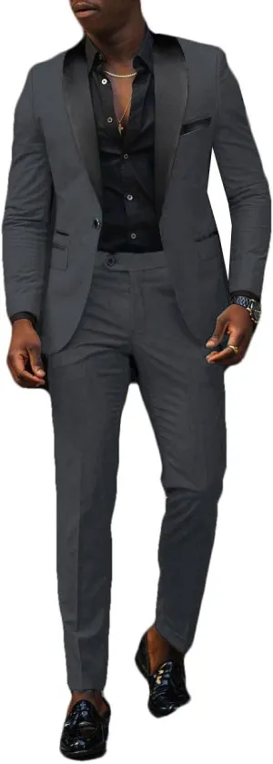 VENNYNG Men's Slim Fit Suit 2 Piece Wedding Prom Party Suit for Men Slim Dress Blazers Jacket Suit Coat Pants Trousers