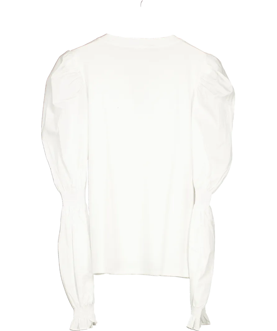 Veronica Beard White Effy Puff Sleeve Top UK XL