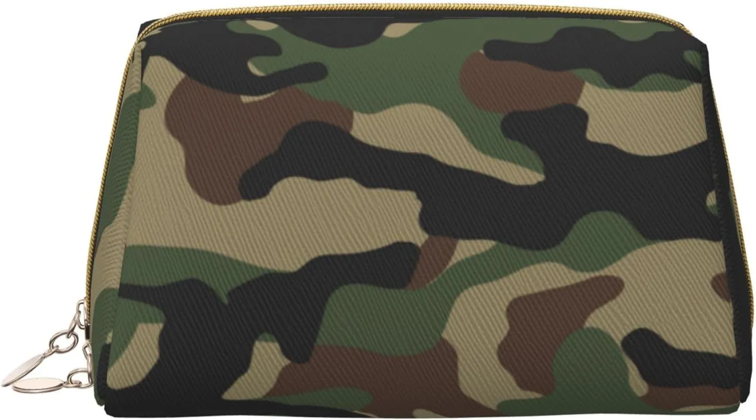 Waterproof Leather Cosmetic Bag Toiletry Makeup Bag Coin Case for Women, Lightweight Outdoor Travel Multi-Purpose Trapezoid Bag Compatible With Green Camouflage Army Camo