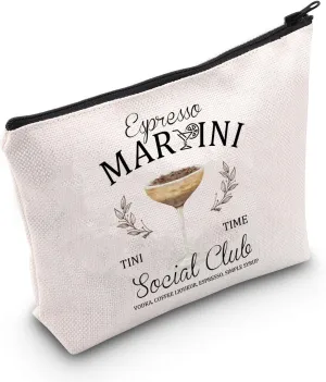 WCGXKO Espresso Martini Bachelor Bachelorette Birthday Party Favor Zipper Pouch Makeup Bag (B-Espresso Martini), beige
