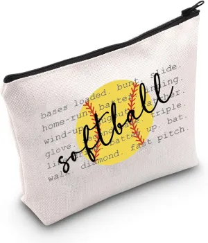 WCGXKO Softball Gift For Girl Teams Softball Makeup Bag Baseball Gift Softball Inspired Gift Baseball Softball Player Gift (Softball)