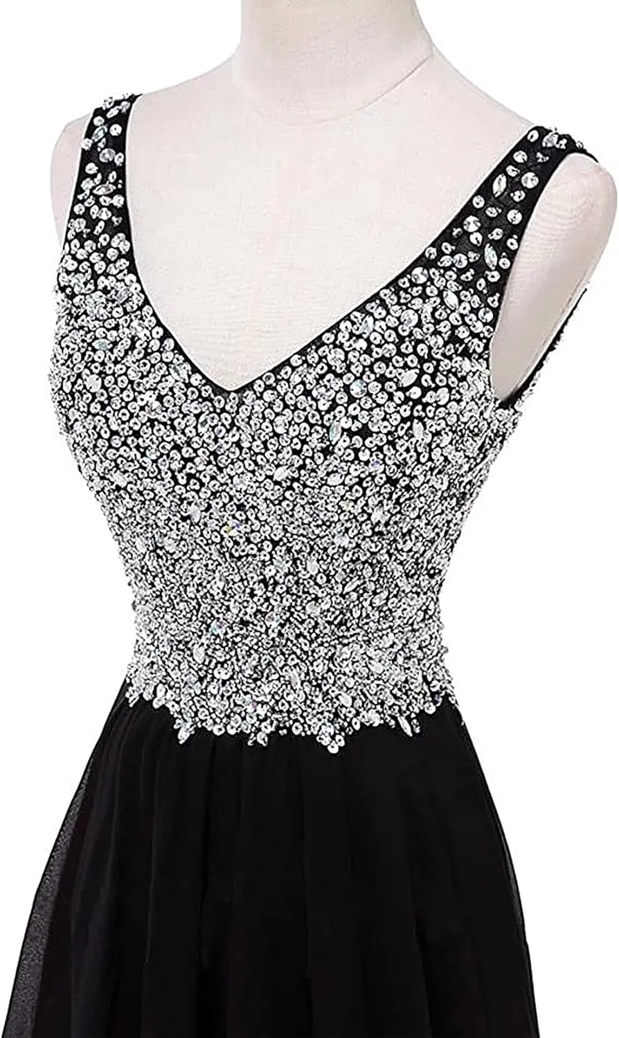 WDBFY Women's Gradient Ombre Chiffon Evening Dresses Beaded Long Formal Prom Dresses A-Line Bridesmaid Gowns