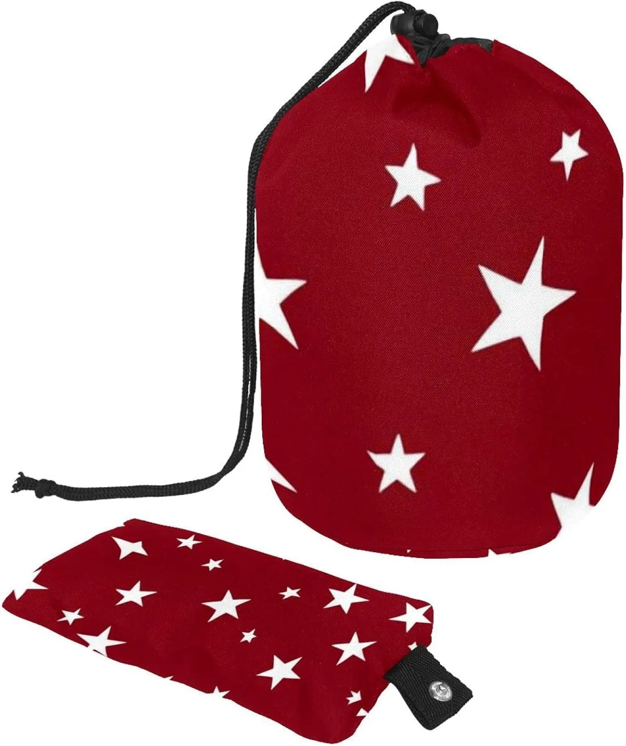 White Star Red Print 17 Travel Cosmetic Bags Makeup Bag for Women, Foldable Drawstring Travel Cosmetic Bags, Portable Toiletry Bucket Bag