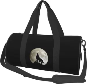 Wolf Howling at The Moon Convertible Garment Bag with Shoulder Strap, Carry on Garment Duffel Bag for Men Women - Rolling Foldable for Travel Luggage Bags (Black)