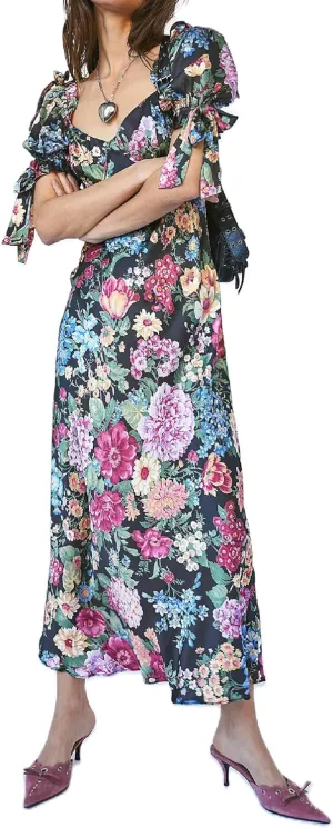 Woman Floral Puff Sleeve Maxi Dress Square Neck Ruffle Flowy Long Dresses Boho Tiered A Line Summer Sundress