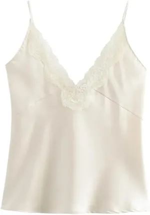 Women Lace Patchwork Base V-Neck Vest for Shoulder Strap Adjustable Design Camisole Inner Top