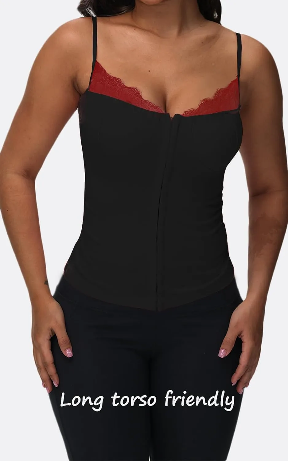 Women Lace Trim Tank Cami Top with Built in Bra Cute Padded Lingerie for Summer Date Night Going Out