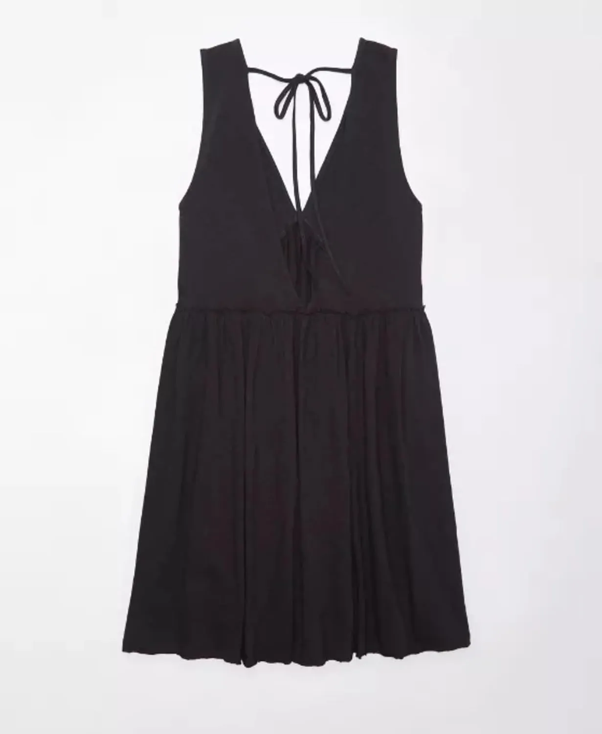Women's Casual Sleeveless Mini Dress Loose V Neck Backless Pleated Short Tank Sundress with Pockets