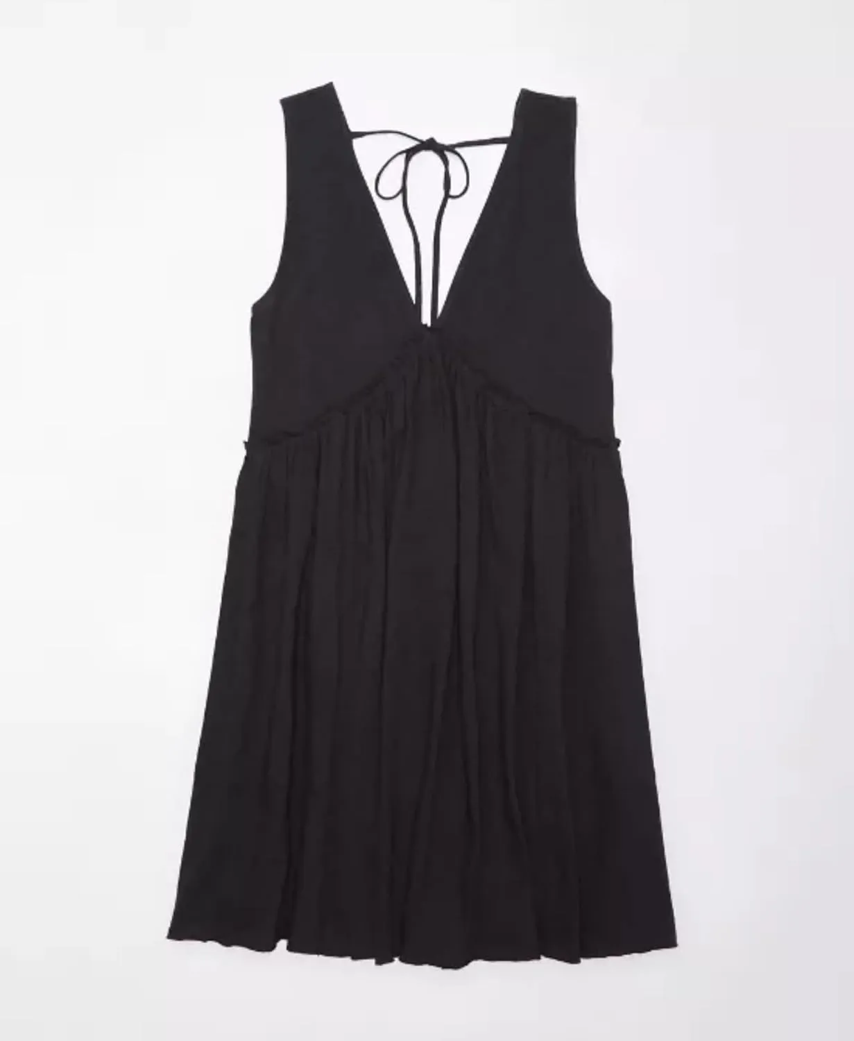 Women's Casual Sleeveless Mini Dress Loose V Neck Backless Pleated Short Tank Sundress with Pockets