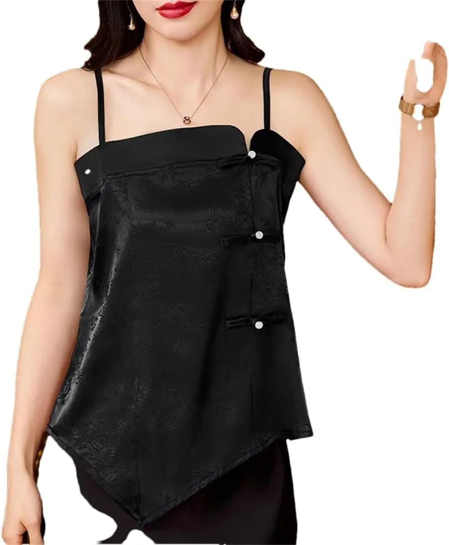 Women's Chinese Style Satin Camis Spring Summer Tank Tops Sleeveless Camisole