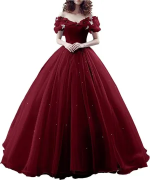 Womens Cinderella Quinceanera Dress Puffy Prom Gowns Wedding Dresses