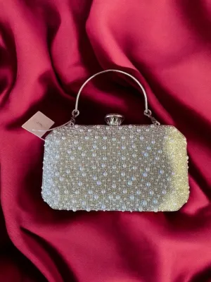 Women's Evening Handbags Pearl Beaded Clutch Purse Wedding Bridal Clutches Party Prom Lady Crossbody Shoulder Bag