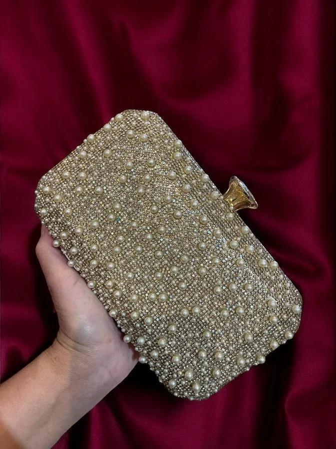 Women's Evening Handbags Pearl Beaded Clutch Purse Wedding Bridal Clutches Party Prom Lady Crossbody Shoulder Bag
