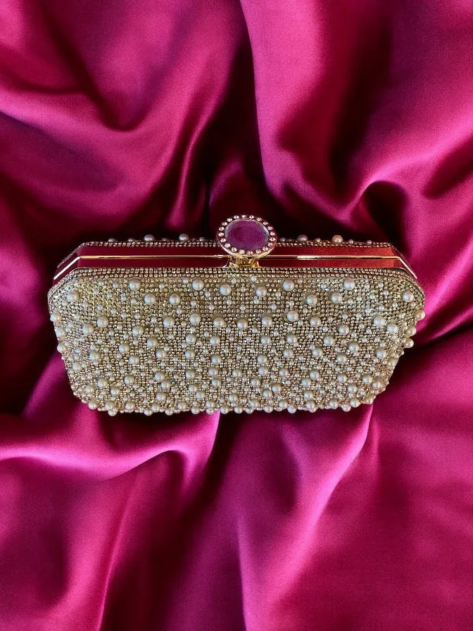 Women's Evening Handbags Pearl Beaded Clutch Purse Wedding Bridal Clutches Party Prom Lady Crossbody Shoulder Bag