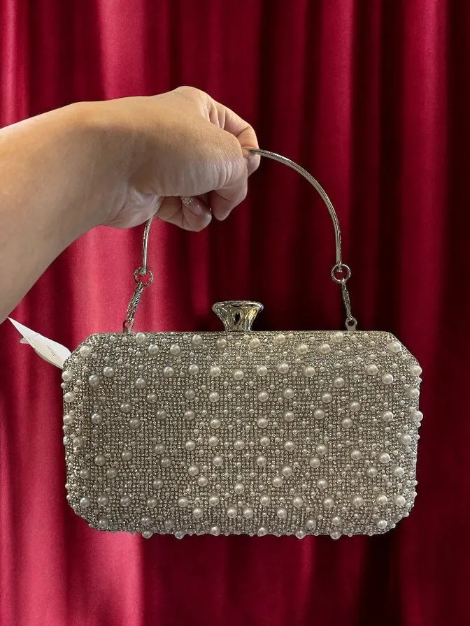Women's Evening Handbags Pearl Beaded Clutch Purse Wedding Bridal Clutches Party Prom Lady Crossbody Shoulder Bag