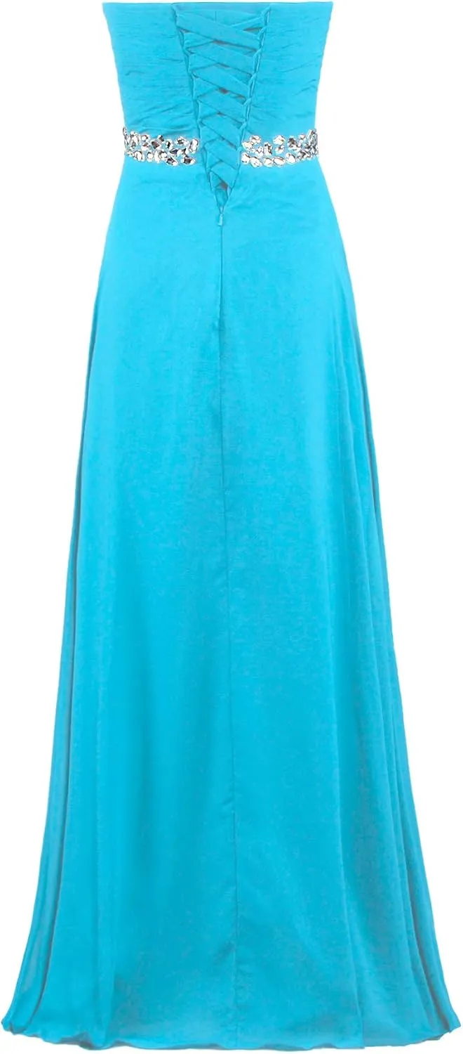 Women's Formal Crystal Chiffon Evening Dresses Long Prom Gowns
