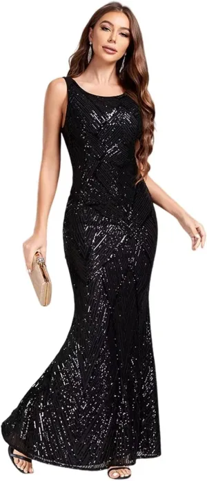 Women's Formal Dress Mermaid Sparkly Evening Gowns Long Sequin Prom Dresses