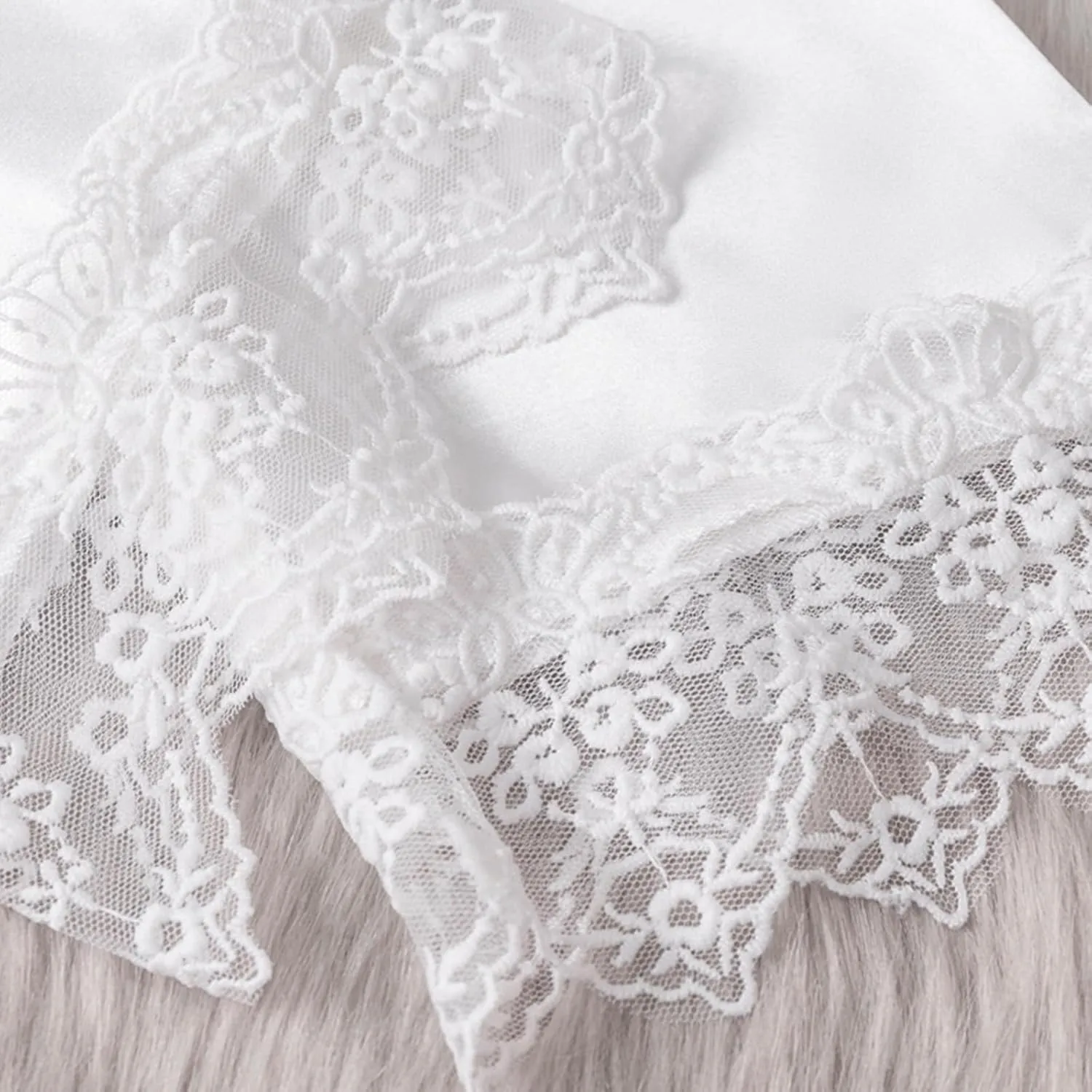 Women's Lace Trim Silk Pajamas 5Pcs Sleepwear Camisole Nightgown Satin Robe Cami Shorts Pj Sets Loungewear Nighty