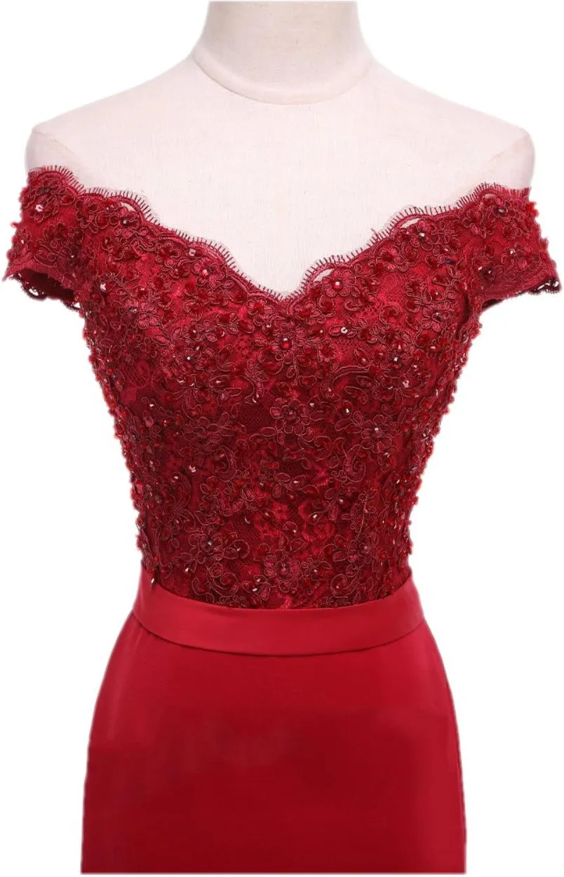 Women's Mermaid Long Evening Gowns Beaded Lace Prom Dresses
