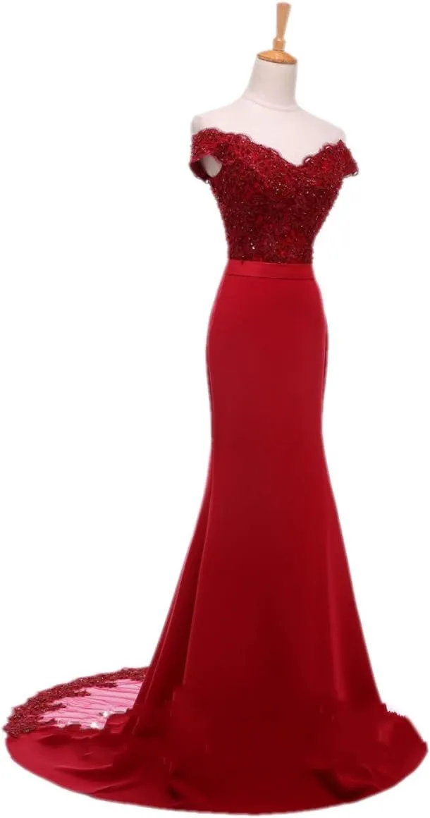 Women's Mermaid Long Evening Gowns Beaded Lace Prom Dresses