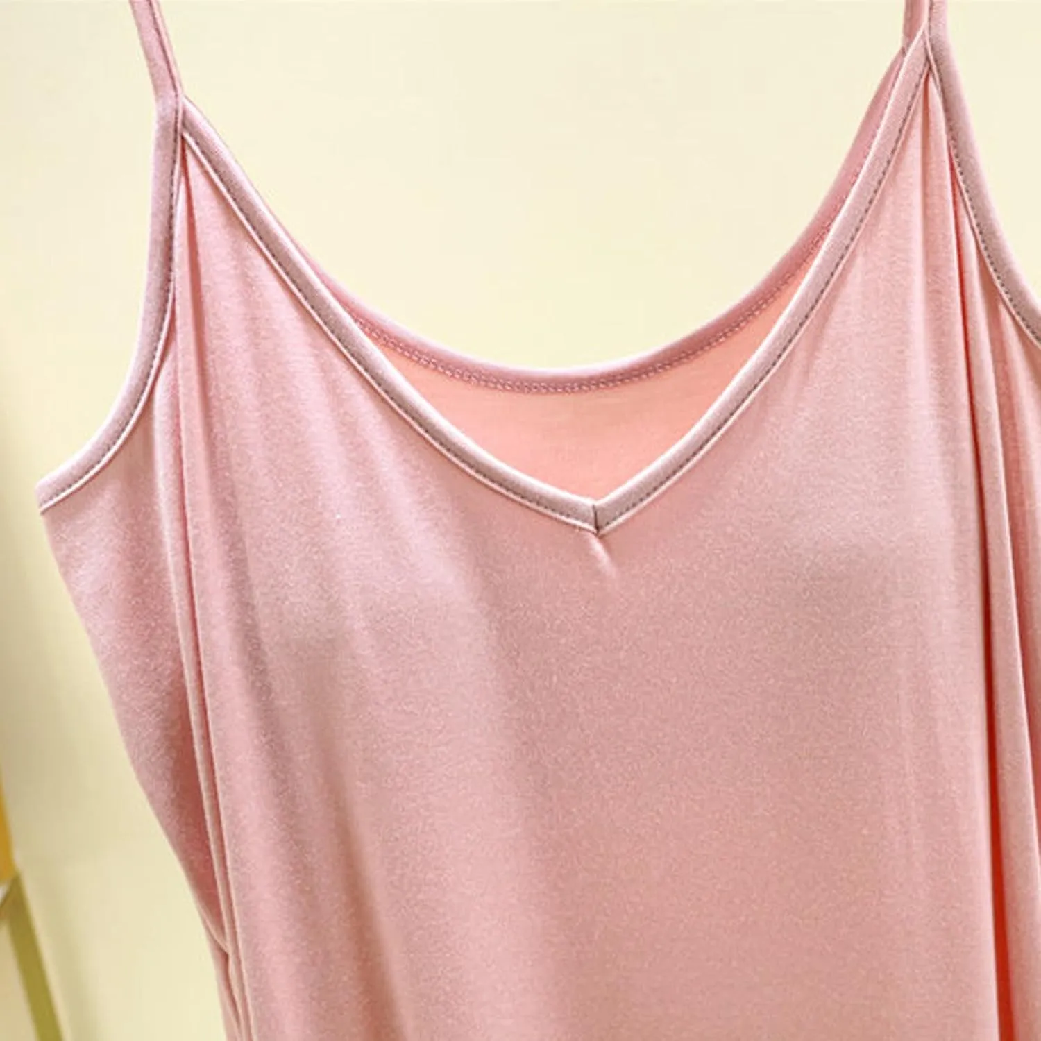 Womens Modal Nightgown Full Slip Midi Loose Dress Built in Padded Bra Sexy Spaghetti Strap Mini Cami Tank Sleepwear