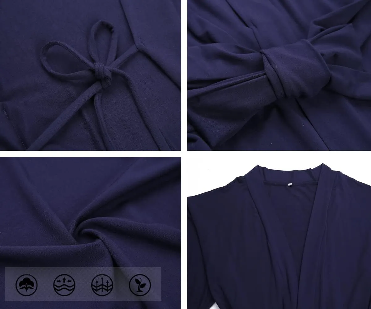 Women's Soft Robes Lightweight Kimono Loungewear Long Nightgown Knit Bathrobe Casual Sleepwear Pajamas with Pockets