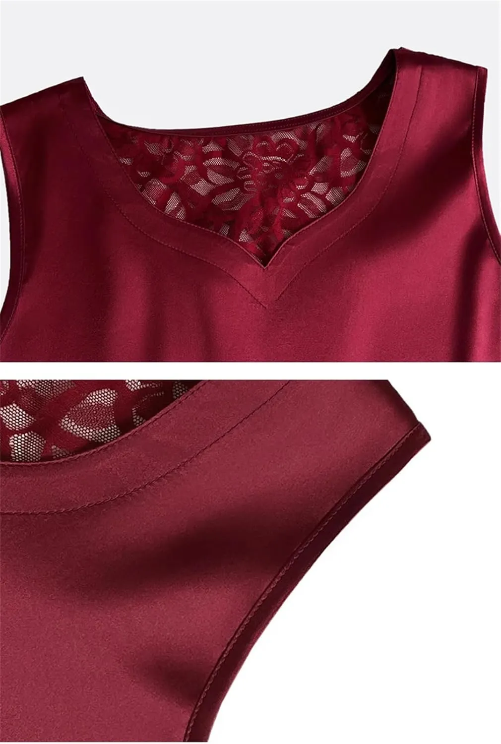 Women's Spring Summer Tank Tops V Neck Lace Splicing Mesh Vest Shirt Camisole