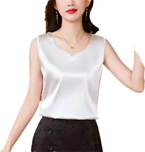Women's Spring Summer Tank Tops V Neck Lace Splicing Mesh Vest Shirt Camisole