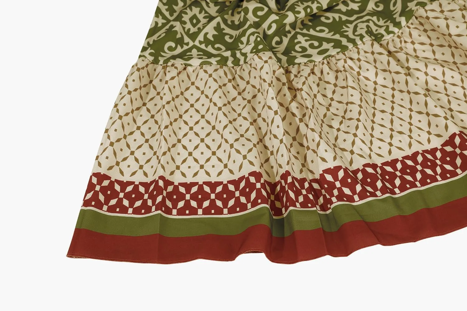yoeasy Women's Printed Pleated Hem Long Skirt Elastic High Waist Flowy Swing A Line Long Skirt
