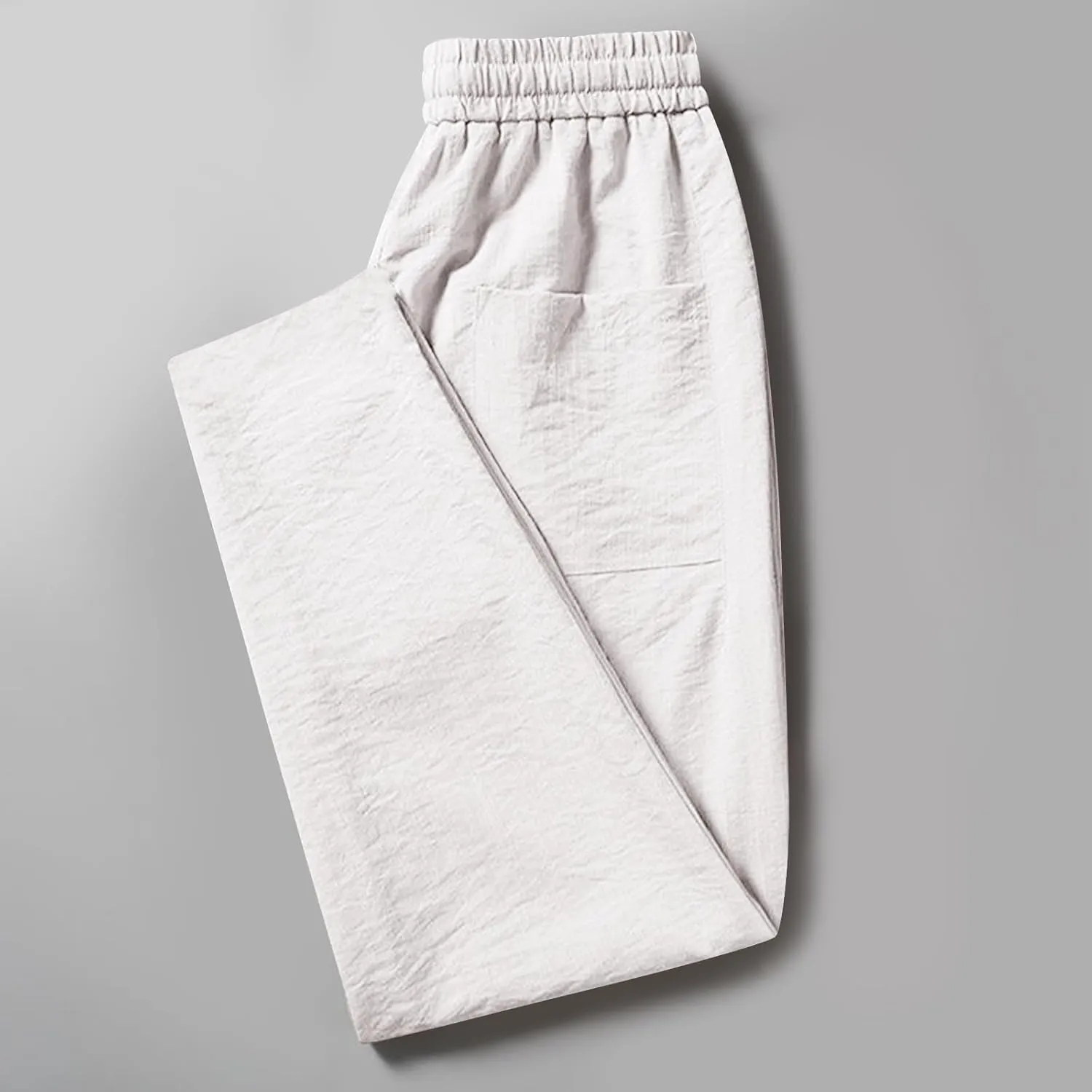 YUHGODO Straight-Leg Pants for Men Elastic Waist Drawstring Lightweight Comfy Trousers Slim-Fit Stretch Golf Pant for Work