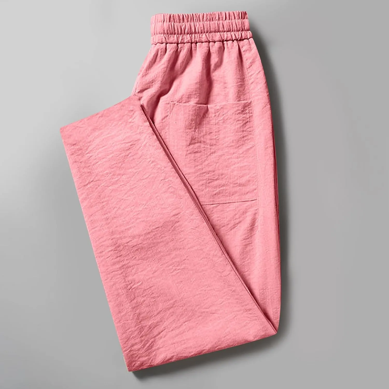 YUHGODO Straight-Leg Pants for Men Elastic Waist Drawstring Lightweight Comfy Trousers Slim-Fit Stretch Golf Pant for Work