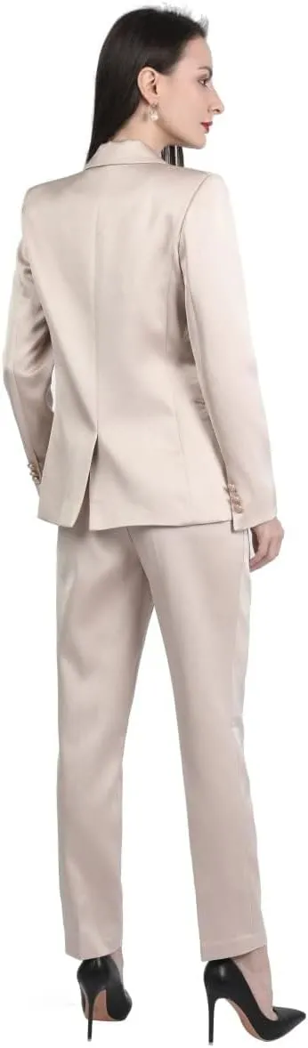 YUNCLOS Womens Business Suit Set 2 Piece Slim Fit Office Lady 1 Button Blazer and Pants