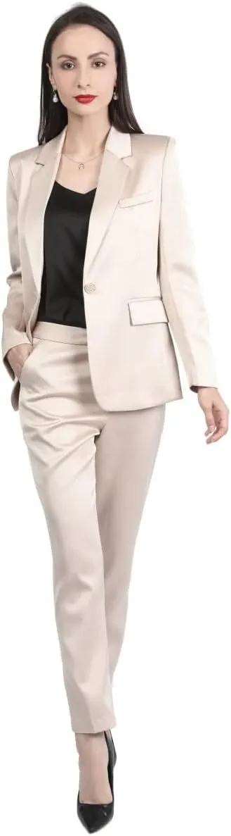 YUNCLOS Womens Business Suit Set 2 Piece Slim Fit Office Lady 1 Button Blazer and Pants