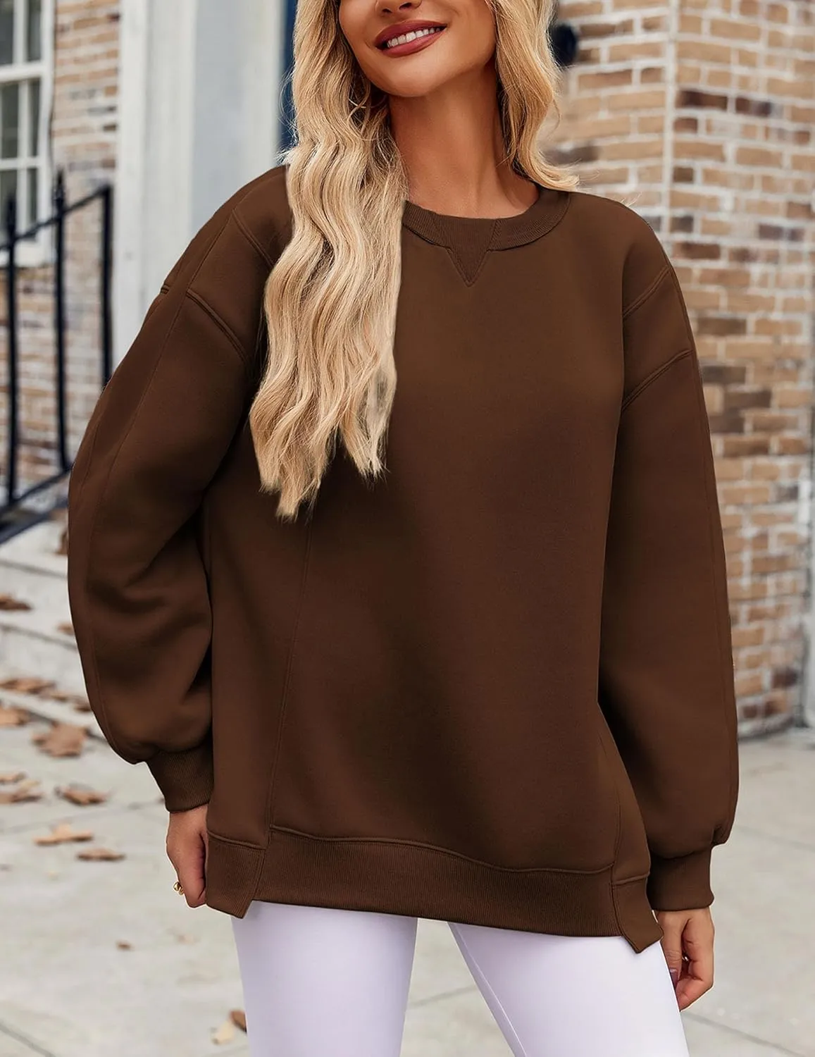 Zeagoo Womens Sweatshirt Long Sleeve Color Block Fleece Hoodies Fall Casual Crewneck Pullover Tunic Tops 2024