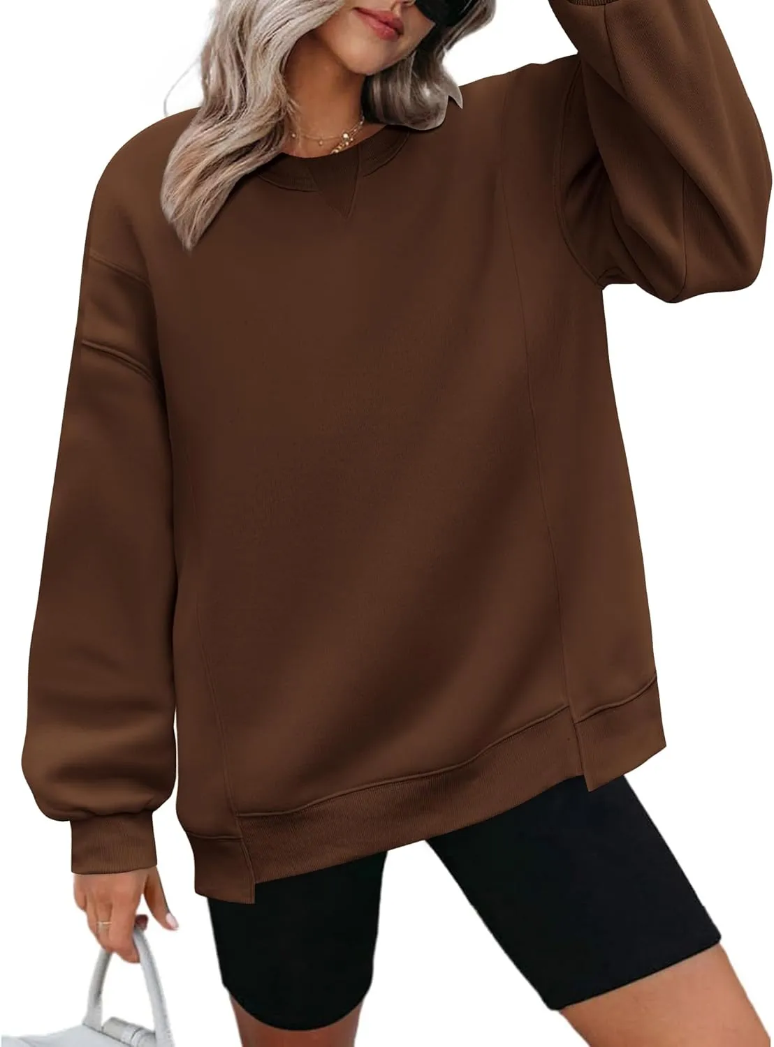 Zeagoo Womens Sweatshirt Long Sleeve Color Block Fleece Hoodies Fall Casual Crewneck Pullover Tunic Tops 2024