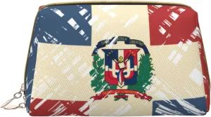 Zippered Carrying Pouch Bag Compatible With Dominican Republic Grunge Flag, Water Resistant Cosmetic Makeup Bag, Leather Cloth Travel Holder, Coin Portable Bag for Men Women Daily Storage
