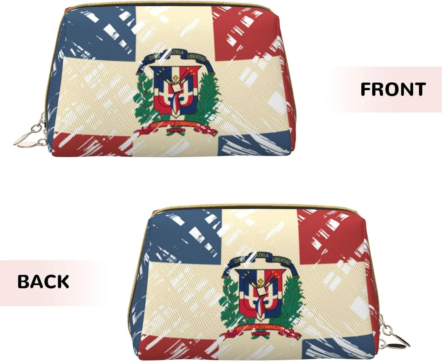 Zippered Carrying Pouch Bag Compatible With Dominican Republic Grunge Flag, Water Resistant Cosmetic Makeup Bag, Leather Cloth Travel Holder, Coin Portable Bag for Men Women Daily Storage